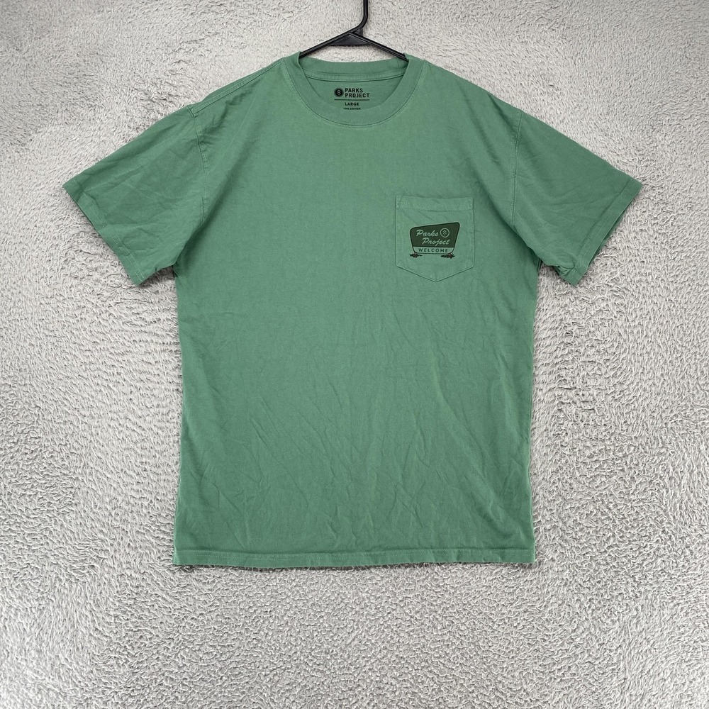Parks Project Shirt Mens Large Green National Parks Graphic Pocket Tee Outdoor